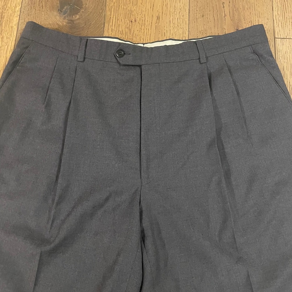 Principe Made in Italy Mens Charcoal Wool Blend Pleated Dress Pants Size 40‎
